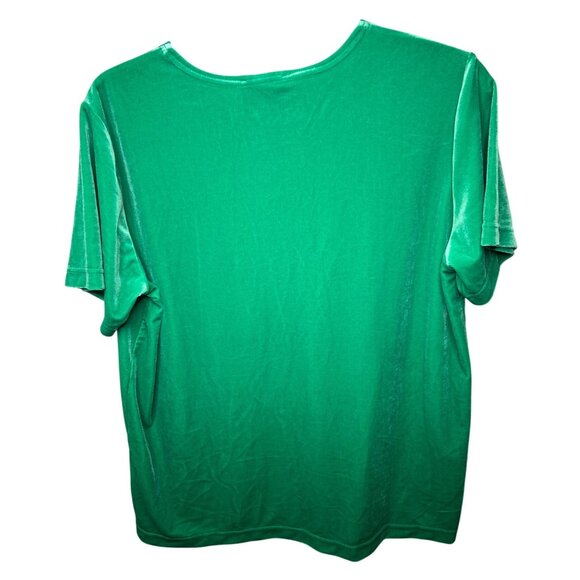 Quacker Factory Womens Green Rhinestone Embellished Short Sleeve Top L - Picture 3 of 8